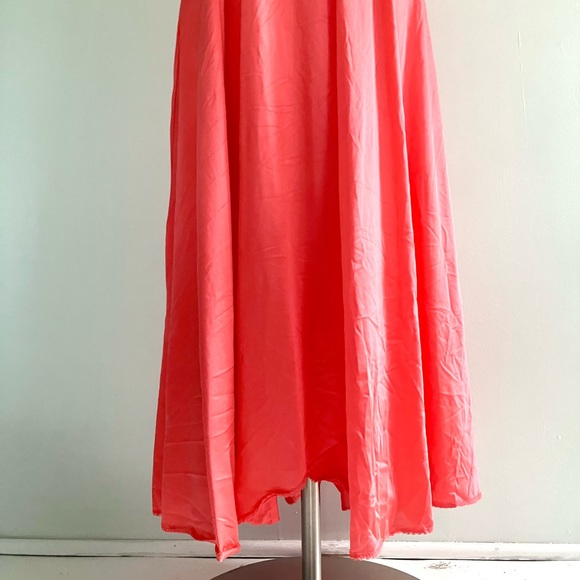 Vintage 70’s coral red orange lace flower slip gown dress & robe jacket set - Picture 8 of 16